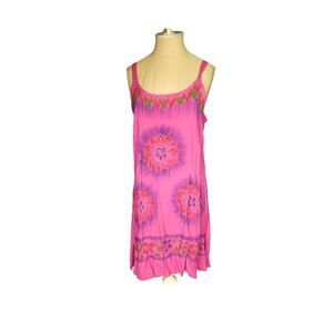 Raya Sun Sundress Beach Coverup Pool Hot Pink Embellished Size Small